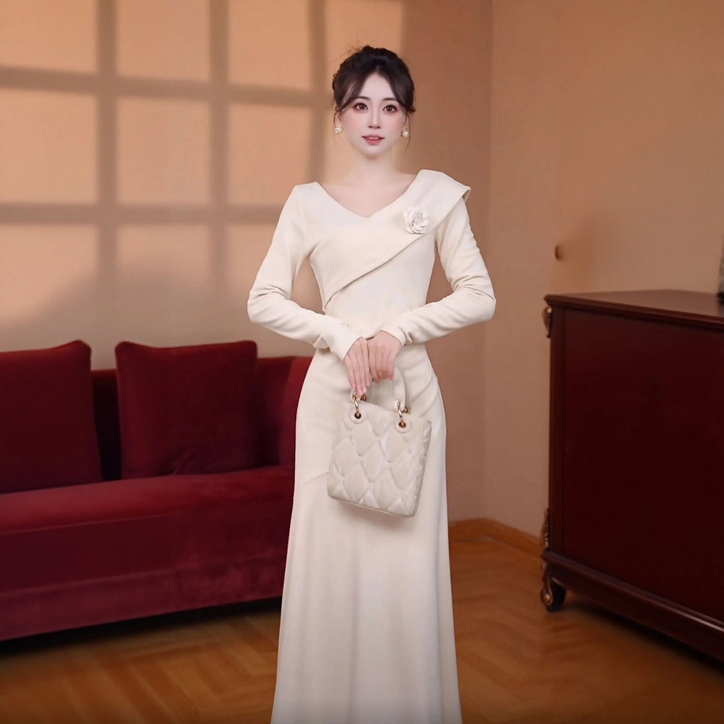 Elegant Long Sleeve Base Layer Dress