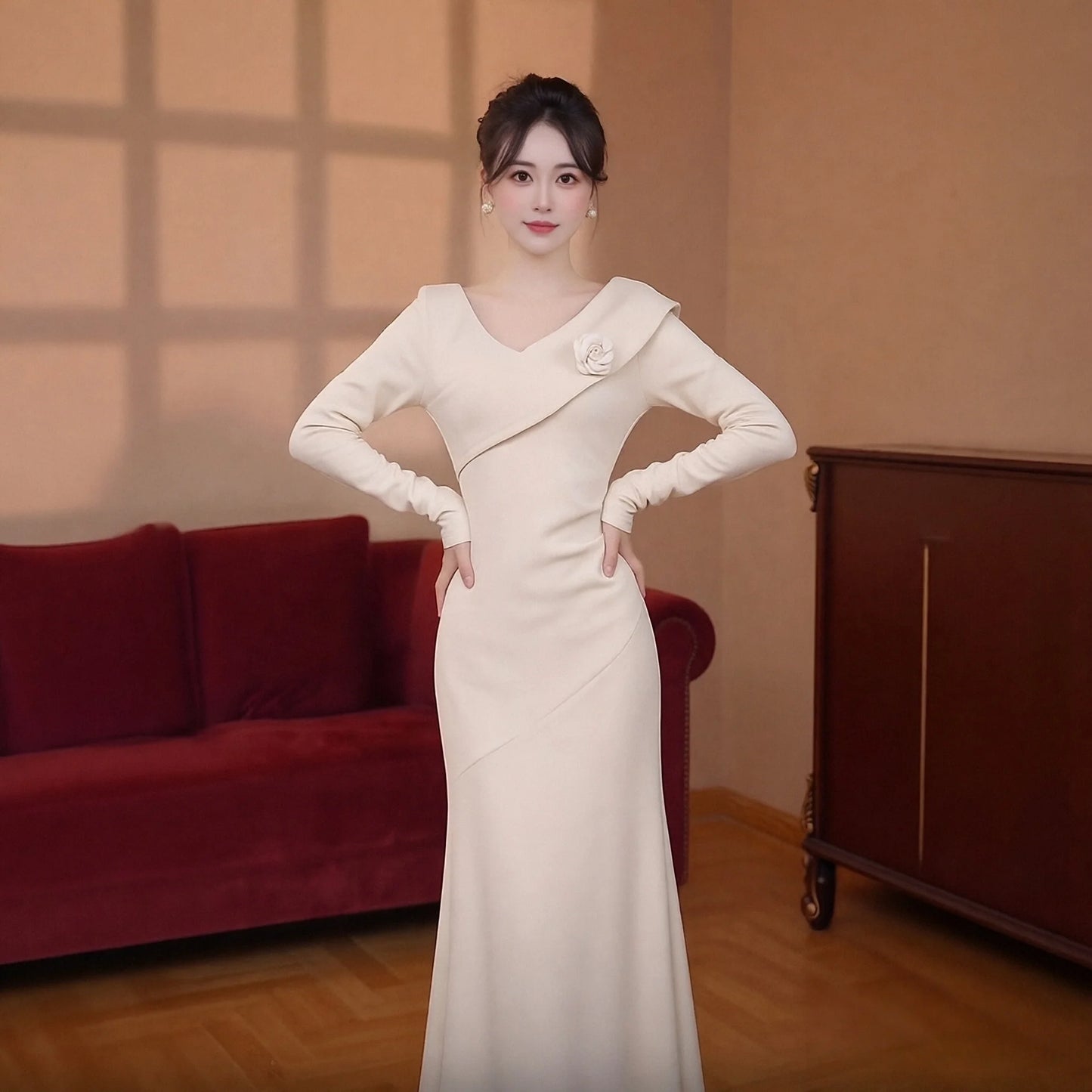 Elegant Long Sleeve Base Layer Dress