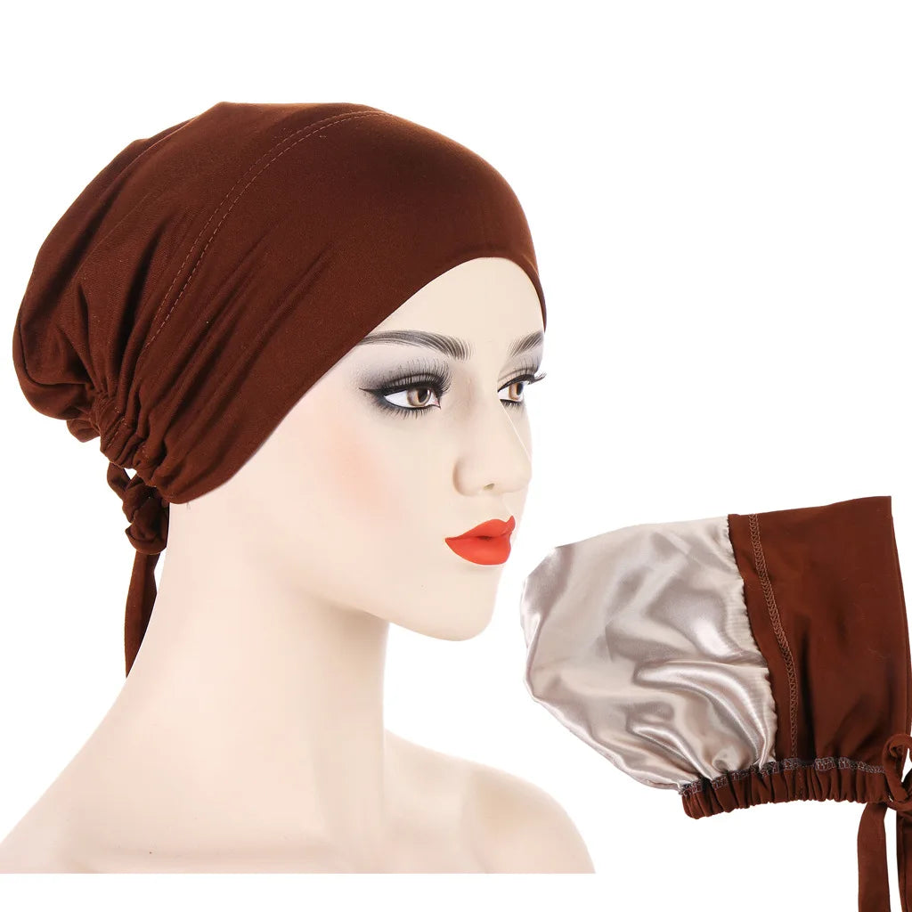 Double Layer Satin Hijab Cap