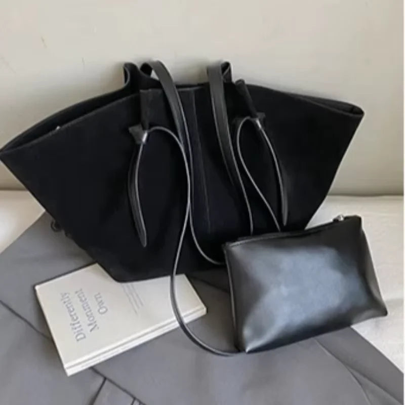 Faux Suede Women's Tote Bag Large Capacity Shoulder Bag
