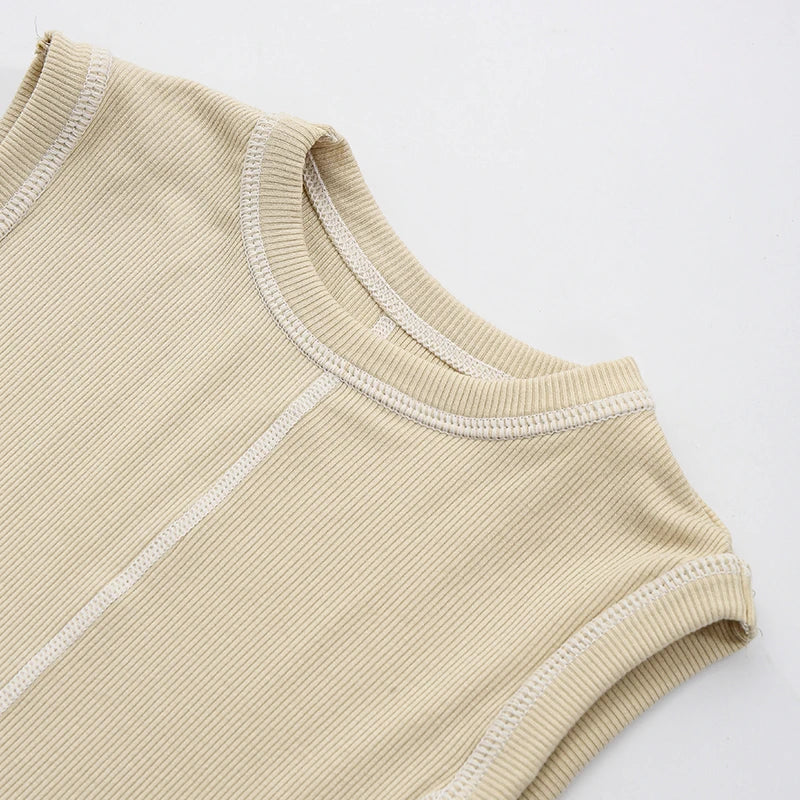 French Style Knitted Midaxi Dresses for Women Casual Solid Sleeveless