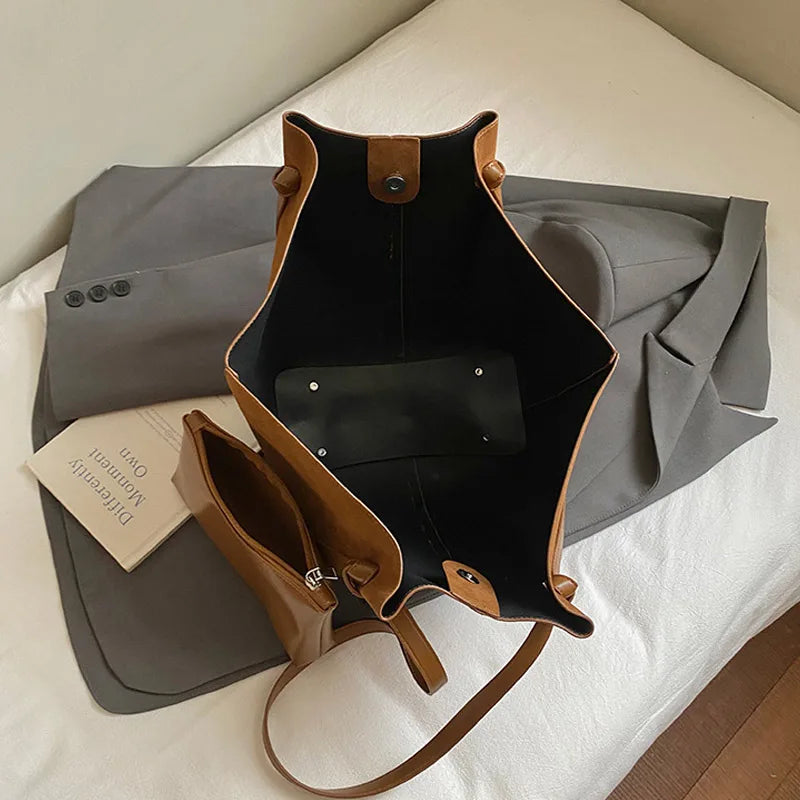 Faux Suede Women's Tote Bag Large Capacity Shoulder Bag