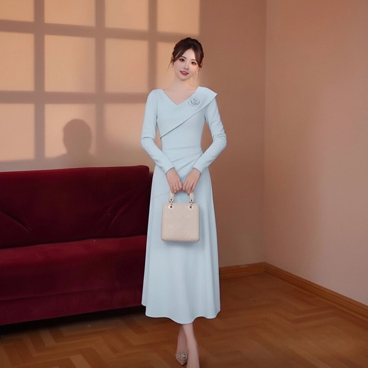 Elegant Long Sleeve Base Layer Dress