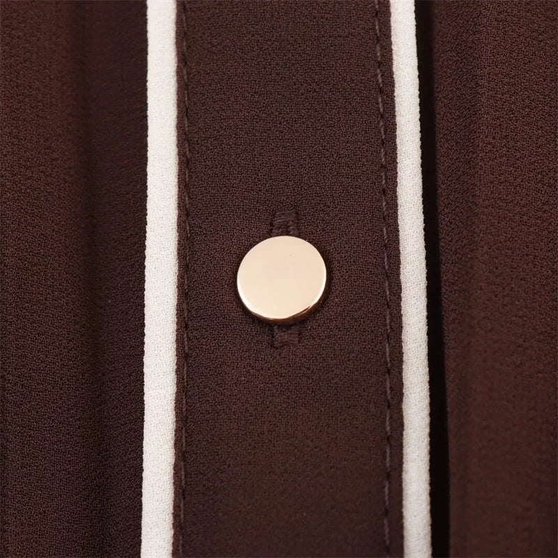 Russet Long Sleeves with Belt Pleated Embellished Midi Dress