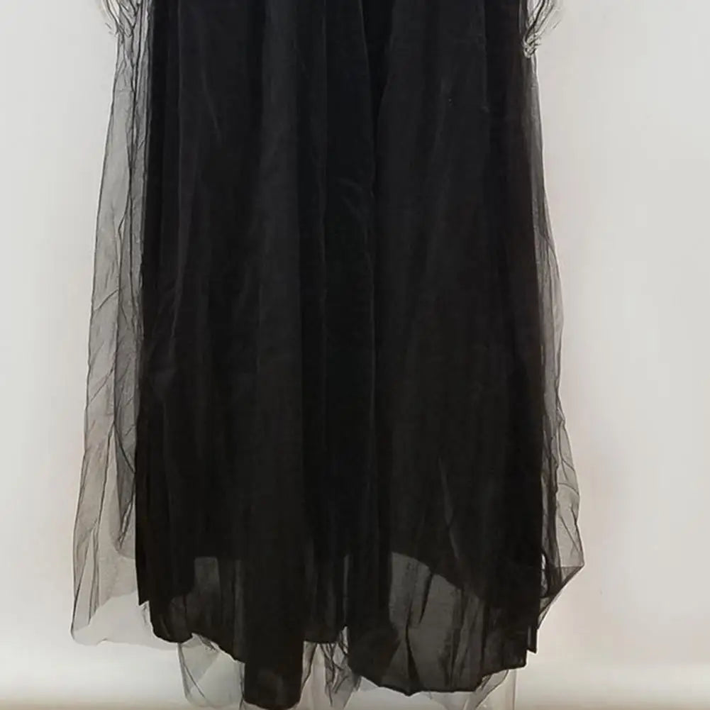 Lace Flower Embroidery Pleated Floor Length Women Chiffon Long Dress