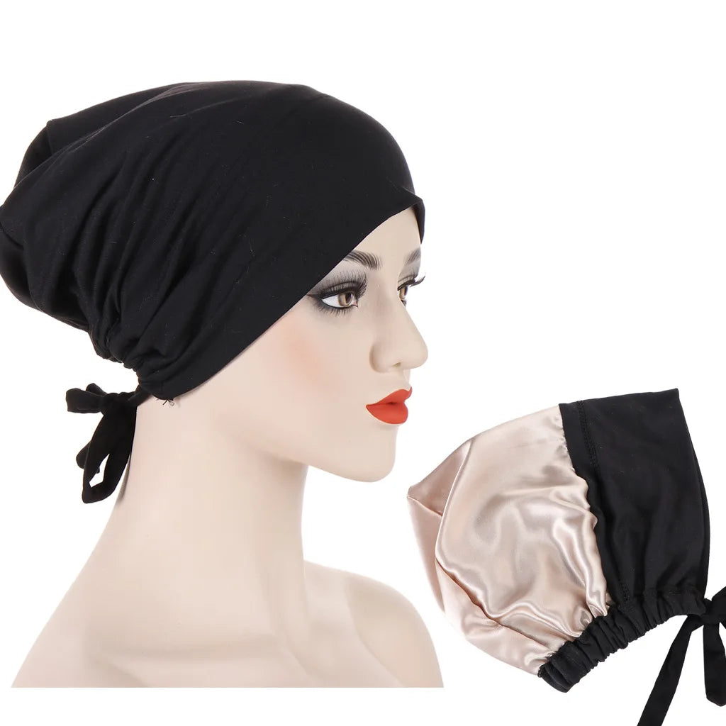 Double Layer Satin Hijab Cap