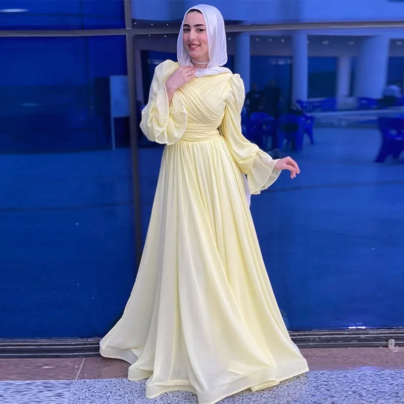 Modest Maxi Dress for Women Long Sleeve Floor Length Evening Gown