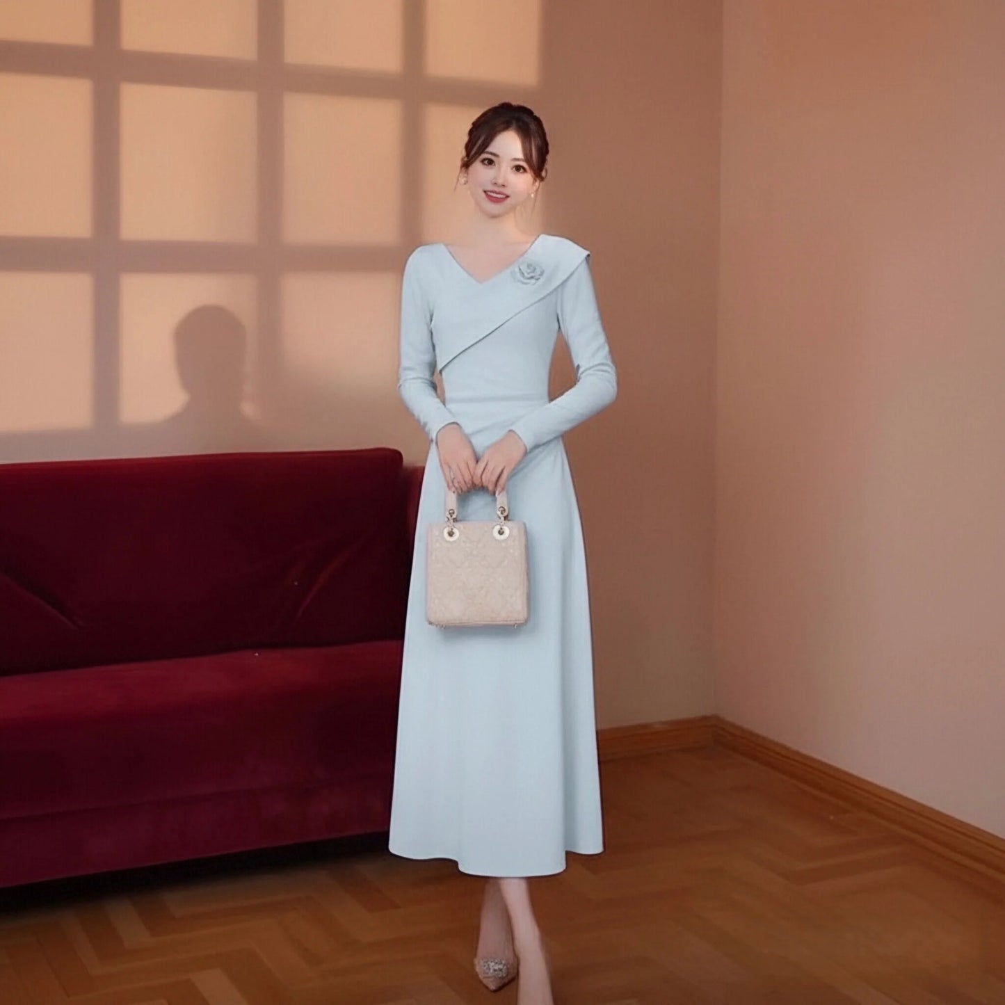 Elegant Long Sleeve Base Layer Dress