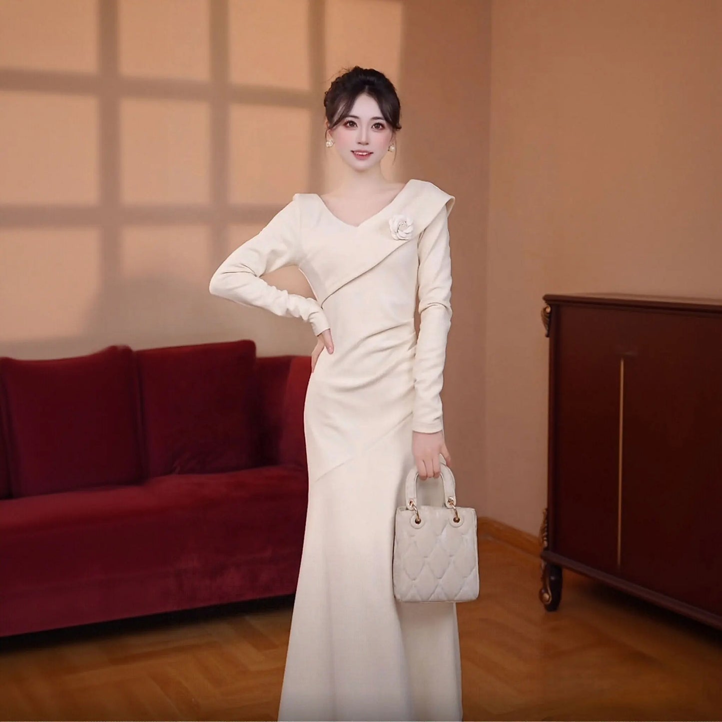 Elegant Long Sleeve Base Layer Dress