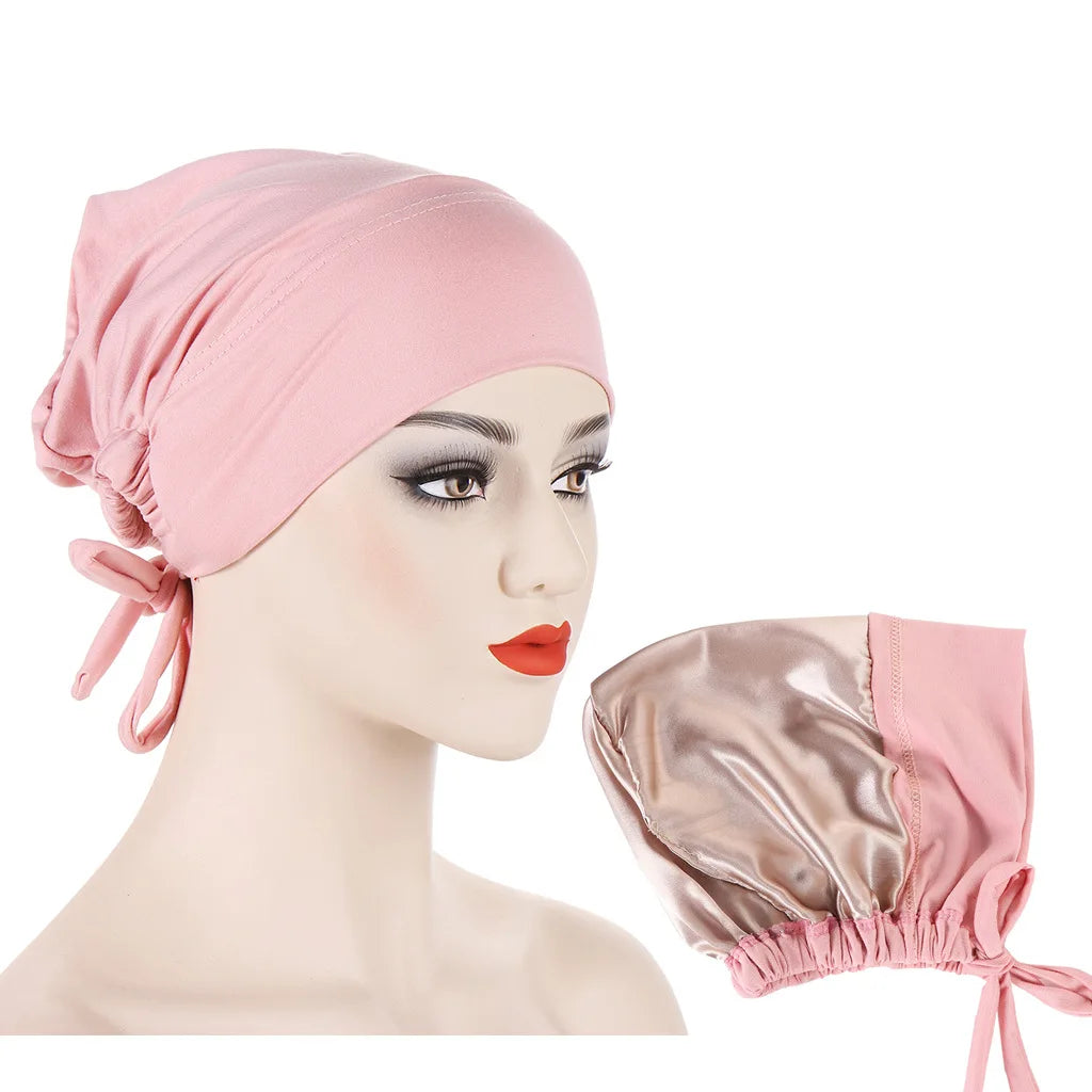 Double Layer Satin Hijab Cap
