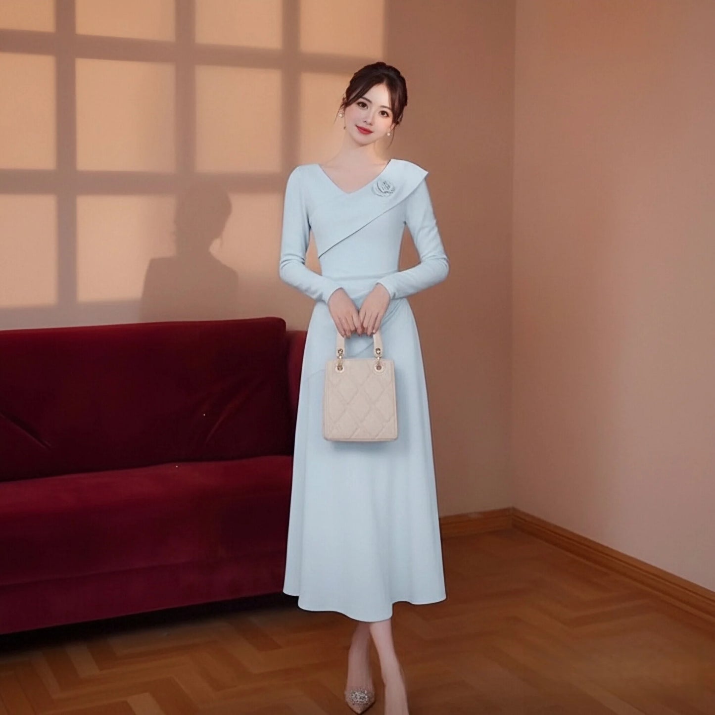 Elegant Long Sleeve Base Layer Dress