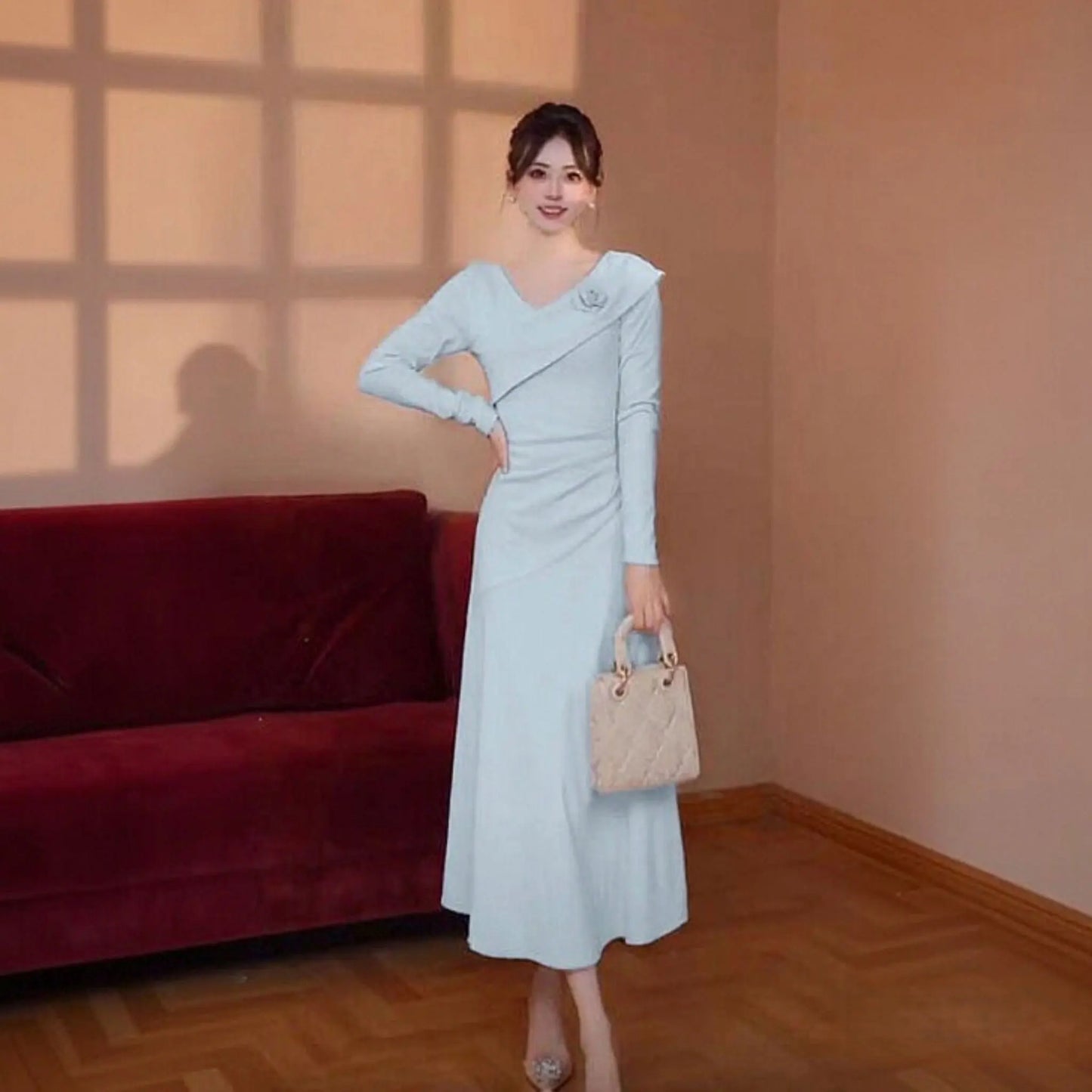 Elegant Long Sleeve Base Layer Dress