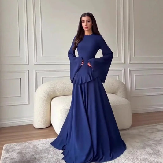 Slim Fit Vestidos Round Collar Maxi Dress