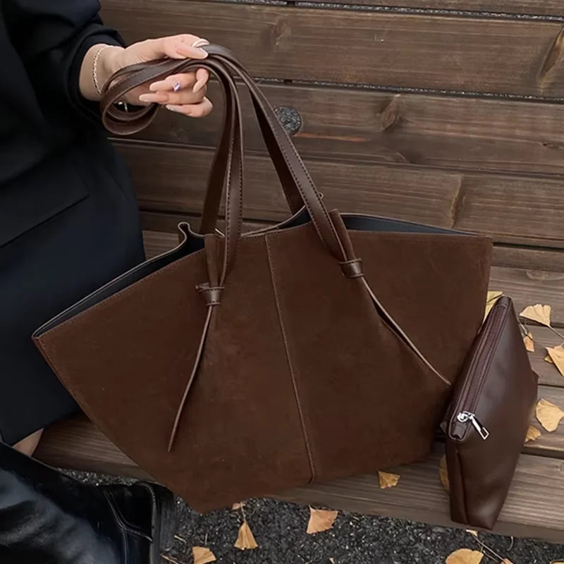 Faux Suede Women's Tote Bag Large Capacity Shoulder Bag