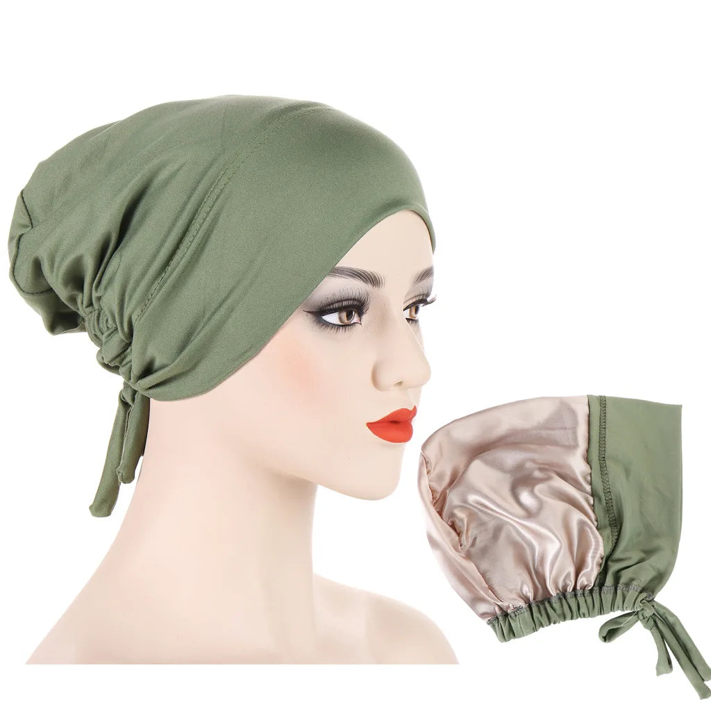 Double Layer Satin Hijab Cap