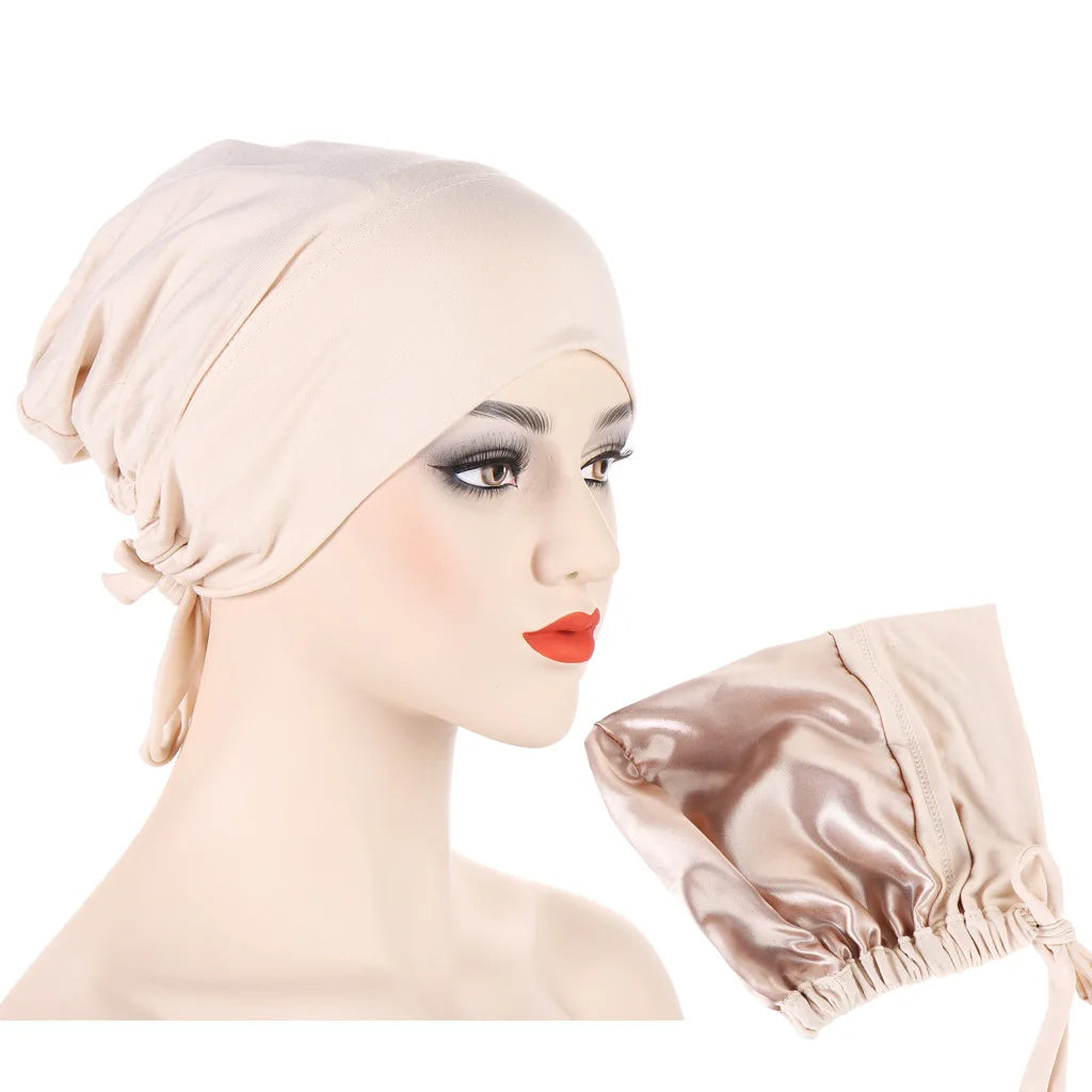Double Layer Satin Hijab Cap