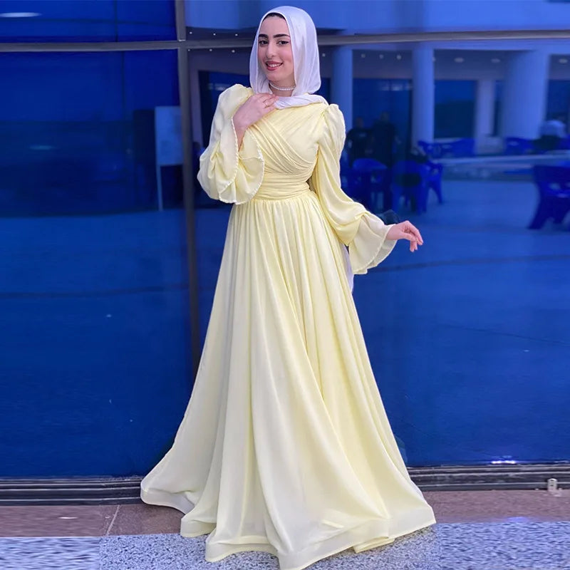 Modest Maxi Dress for Women Long Sleeve Floor Length Evening Gown