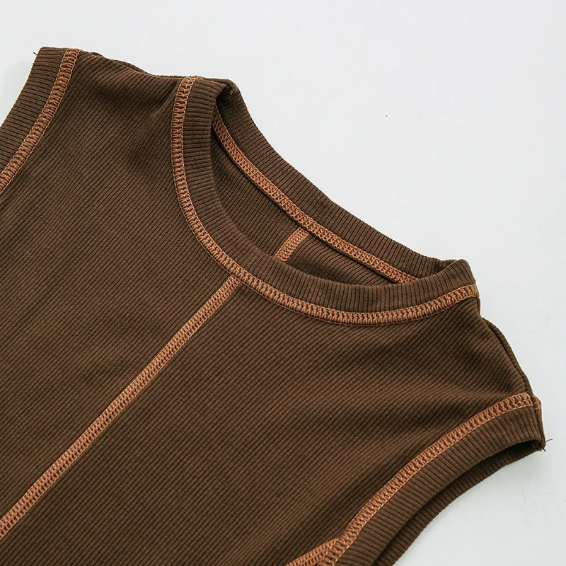 French Style Knitted Midaxi Dresses for Women Casual Solid Sleeveless