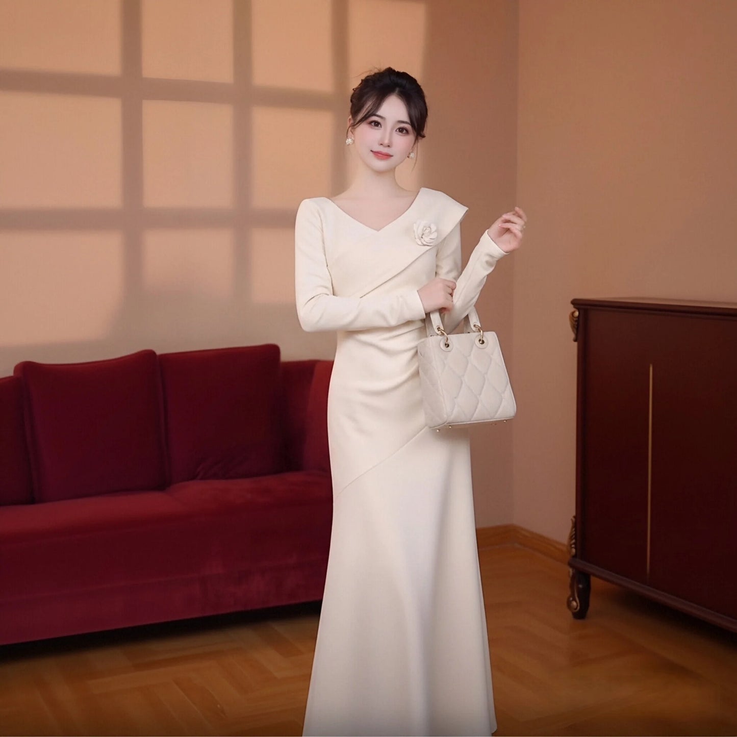 Elegant Long Sleeve Base Layer Dress