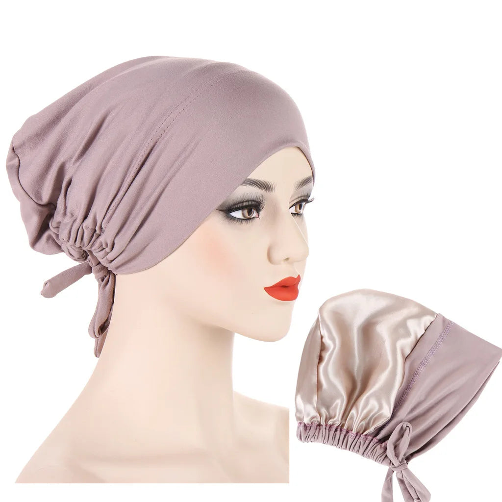 Double Layer Satin Hijab Cap
