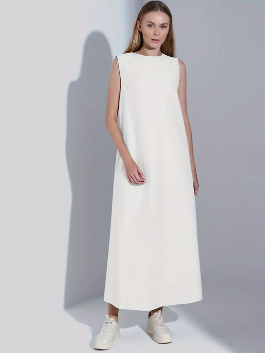 Simple Vest Dress Loose Round Neck Draped Straight Skirt