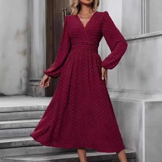 Long Sleeved Textured Midaxi Dress